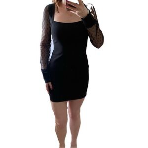 Speechless Sheer Polka Dot Long Sleeve Mini Dress Small
